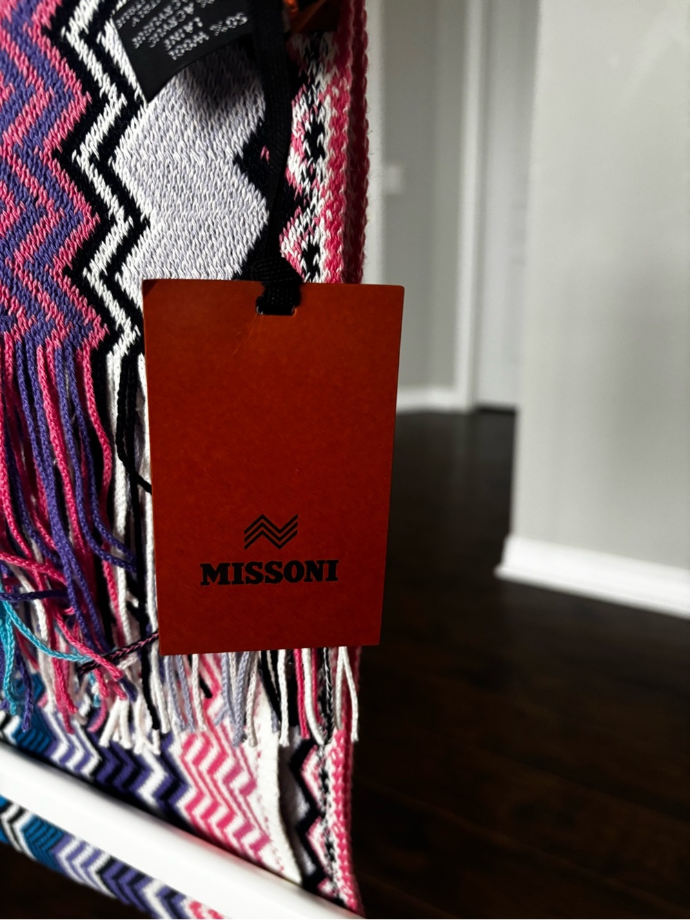 Missoni Zigzag wool scarf with fringes - Picture 2 of 3